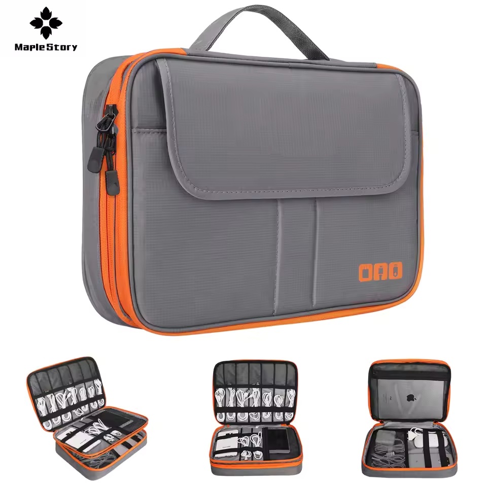 Tech Accessories Case - 여행용 이중 레이어 디지털 수납 파우치